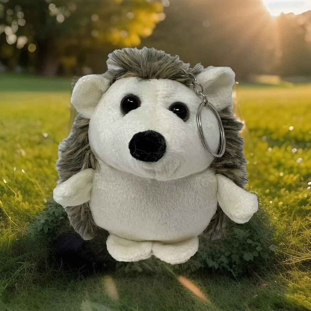 Keychain‎ Hedgehog Stuffed Animal Brown White Soft Plush 4 Inches.